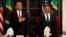 President Barack Obama and Tanzanian President Jakaya Kikwete stand for the national anthem during an official dinner at the State House in Dar es Salaam, Tanzania, July 1, 2013.