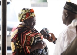 Rebecca Samuel, mother of one of the abducted Chibok girls, cries during the 7th anniversary of the kidnapping, in Abuja, Nigeria, April 14, 2021.