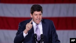 FILE - Steve Dettelbach speaks at the Kilcawley Center at Youngstown State University, Monday, Oct. 29, 2018, in Youngstown, Ohio.