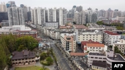 上海继续封城，静安区鸟瞰。（2022年4月5日）