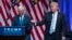 Republican presidential candidate Donald Trump, right, introduces Gov. Mike Pence, R-Ind., during a campaign event to announce Pence as the vice presidential running mate on, Saturday, July 16, 2016, in New York. 