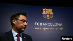 Le président du FC Barcelone, Josep Maria Bartomeu, lors d'une conférence de presse à Barcelone, le 29 mai 2017.