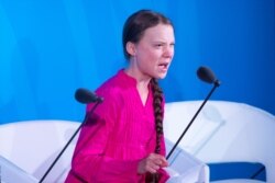 Climate activist Greta Thunberg, 16, speaks during the U.N. Climate Action Summit at the United Nations Headquarters in New York City, Sept. 23, 2019.