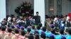Presiden Jokowi menjadi Inspektur Upacara Peringatan Hari Lahir Pancasila ke 72, yang diselenggarakan di Halaman Gedung Pancasila Kementerian Luar Negeri RI, Jakarta, 1 Juni 2017 (Foto: VOA/Andylala)