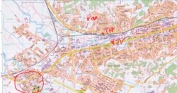 Mapa Sarajeva korištena tokom postupka protiv Dragomira Miloševića. Izvor: MKSJ