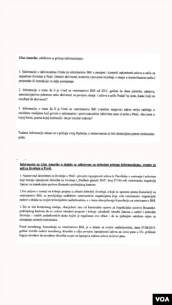 Odgovori Ureda za veterinarstvo BiH