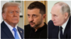 Ảnh phối hợp: Tổng thống Mỹ Donald Trump, trái, Tổng thống Ukraine Volodimir Zelenskyy, giữa, và Tổng thống Nga Vladimir Putin.