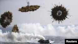 지난 3월 한국 포항에서 미-한 연례 연합 훈련이 실시되고 있다. (자료사진)