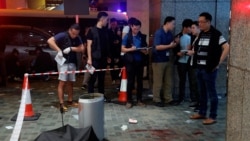 香港星期天（11月3日）爆发流血冲突的现场。路透社