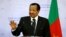 Cameroon's President Paul Biya gestures as he takes part in a joint press conference with France's President at The Presidential Palace in Yaounde, on July 26, 2022.