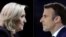 Ảnh phối hợp bà Marine Le Pen và đương kim Tổng thống Pháp Emmanuel Macron, hai ứng cử viên trong cuộc bầu cử Tổng thống vòng hai ngày 24/4/2022.