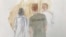 阿萨伊诺夫在法庭素描中被带入纽约联邦法庭。（2023年2月7日）