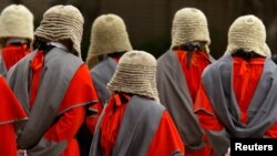 香港最高法院法官出席2002 年 1 月 14 日香港新法律定年度开始的仪式。 （路透社资料照片）