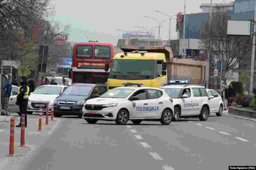 Protest of bus transporters in Skopje