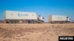 ፎቶ ፋይል፦ የዓለም አቀፉ ቀይ መስቀል ኮሚቴ ወደ ትግራይ ክልል፣ መቀሌ የህክምና እና የእርዳታ ቁሳቁሶችን ጭኖ ሲጓዝ እአአ 11/2022