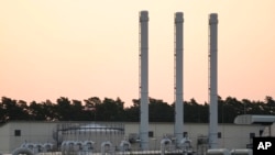 2022年7月21日，在德国卢布明的北溪 1 号波罗的海管道的登陆设施和 OPAL 天然气管道的转运站波罗的海管道连接线。（美联社照片）