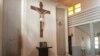 The altar area of St. Francis Catholic Church in Owo, southwest Nigeria, pictured June 10, 2022. It was left in shambles when armed men detonated explosives and shot at worshippers on Sunday. (Timothy Obiezu/VOA)