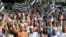 Supporters of the Jamiat Ulema-e-Islam-Fazal (JUI-F) religious and political party chant slogans against members of the Indian Bharatiya Janata Party, after their blasphemous comments on Prophet Mohammed, during a protest in Karachi, Pakistan, June 6, 2022.