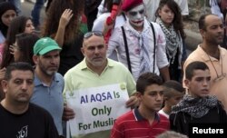 راهپیمایی عرب های اسرائیلی در حمایت از فلسطینی ها در شمال اسرائیل. 13 اکتبر 2015