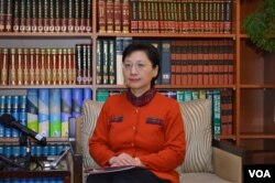 台湾外交部发言人高安 3月11日主持记者会 （美国之音申华拍摄）