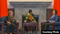 台湾总统蔡英文2018年5月会见USCC的白嘉玲（台湾总统府照片）