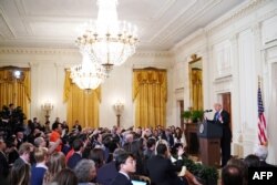 7일 미국 백악관에서 열린 도널드 트럼프 대통령 기자회견에 많은 내외신 기자들이 참석했다.