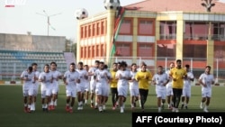 بازیکنان تیم ملی فوتبال افغانستان که برای رویارویی با تیم فلسطین دعوت شده اند