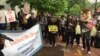 Anti-Trump protesters demonstrate against the presumptive Republican presidential nominee in front of Republican National Committee Headquarters on Capitol Hill in Washington, D.C., May 12, 2016. (@KGypson/Twitter) 
