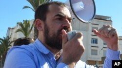 Nasser Zefzafi, le leader du mouvement de protestation dans la ville d'Al-Hoceïma, dans le nord du Maroc, 18 mai 2017.