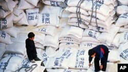 유엔 세계식량계획의 대북 쌀 지원. (자료사진)