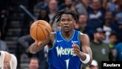 BASKETBALL-NBA-MIN-MEM/L'attaquant des Minnesota Timberwolves Anthony Edwards lors du match contre les Memphis Grizzlies le 21 avril 2022. PHOTO: Brad Rempel-USA TODAY Sports
