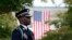 A member of the U.S. Army Old Guard stands on the grounds of the National 9/11 Pentagon Memorial before a ceremony in observance of the 18th anniversary of the Sept. 11, 2001, attacks at the Pentagon in Washington, Sept. 11, 2019.