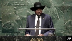 Le président du Soudan du Sud Salva Kiir, lors de la 69e Assemblée générale des Nations unies, le 27 septembre 2014. (AP Photo/Richard Drew)