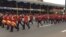 A marching band participates in the National Day celebration in Yaounde, Cameroon, May 20, 2016. (M. Kindzeka/VOA)