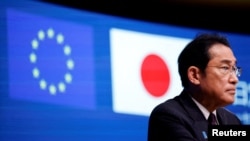 资料图片：2023年7月13日前日本首相岸田文雄出席在布鲁塞尔举行的欧盟-日本峰会。