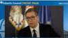 Predsednik Srbije Aleksandar Vučić tokom učešća u virtuelnom serijalu "Naslovna strana" (Front Page) Atlantskog saveta iz Vašingtona (Foto: Atlantic Council/YouTube grab))