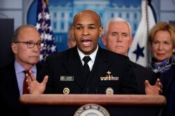 U.S. Surgeon General Jerome Adams speaks in the briefing room of the White House in Washington, Tuesday, 10, 2020, about the coronavirus outbreak.