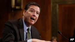 제임스 코미 미 연방수사국, FBI 국장이 3일 미국 상원 법사위원회 청문회에 출석해 증언하고 있다.