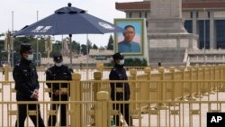 以防疫为名管制严密的天安门广场。（2022年4月28日）