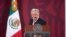 Mexican President Andres Manuel Lopez Obrador attends a news conference where he said he would not attend the U.S.-hosted Summit of the Americas in Los Angeles this week, at the National Palace in Mexico City, Mexico, June 6, 2022. (Mexico Presidency/Handout via Reuters)