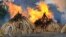 Ivory piles burn at Kenya’s Nairobi National Park, April 30, 2016. (J. Craig/VOA)