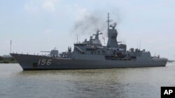 2019年4月19日，澳大利亚海军的“澳新军团号”护卫舰停靠在越南胡志明市的西贡港。这艘军舰和另外两艘澳大利亚军舰在访问越南途中曾在有争议的南中国海受到中国军舰挑战。