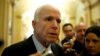 Senator John McCain, an Arizona Republican, speaks to reporters as he arrives for the Republican policy luncheon on Capitol Hill in Washington, Feb. 14, 2017. 