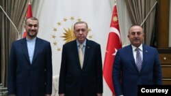 وزیر امور خارجه ایران در کنار رئیس جمهوری و وزیر امور خارجه ترکیه - منبع: سایت ریاست جمهوری ترکیه