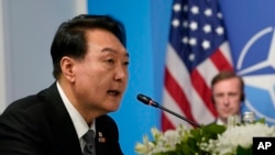 2022年6月29日韩国总统尹锡悦在北约峰会发表讲话