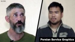 از راست: اندی هوین و الکساندر دروک، شهروندان آمریکایی اسیر در شرق اوکراین