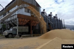 រថយន្តមួយសំចតនៅស្ថានីយផលិតគ្រាបធញ្ញជាតិមួយកន្លែង ក្នុងអំឡុងពេលប្រមូលផលស្រូវសាឡី ក្នុងតំបន់ Odesa ខណៈការឈ្លានពានរបស់រុស្ស៊ីលើអ៊ុយក្រែននៅតែបន្ត នៅថ្ងៃទី ២៣ ខែមិថុនា ឆ្នាំ ២០២២។