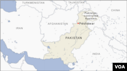 Map of Peshawar in Pakistan