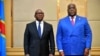 Jean-Michel Sama Lukonde, Ministre wa Yambo ya sika na RDC (G) na président Félix Tshisekedi na Palais de la nation, Kinshasa, 18 mars 2021. (Facebook/Présidence RDC)