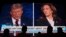 Orang-orang menyaksikan debat presiden antara calon presiden dari Partai Republik, mantan Presiden Donald Trump, dan calon presiden dari Partai Demokrat, Wakil Presiden Kamala Harris, Selasa, 10 September 2024. (Foto: AP)